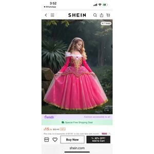 Princess Long Sleeve /Tulle Princess Pink Dress for Young Girl Size 7